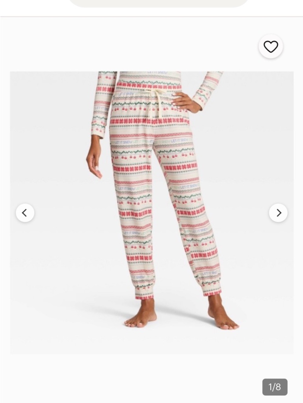 NEW Wondershop Cream Pink and Green Fair Isle Pajama Joggers